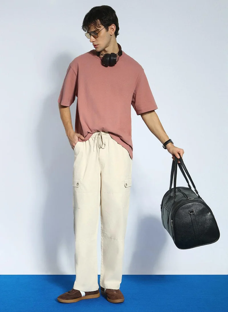 Urbano Fashion  Urbano Fashion Men's Cream Loose Baggy Fit Cargo Jogger Chino Pant with 6 Pockets Stretchable for Men | Best Price UAE